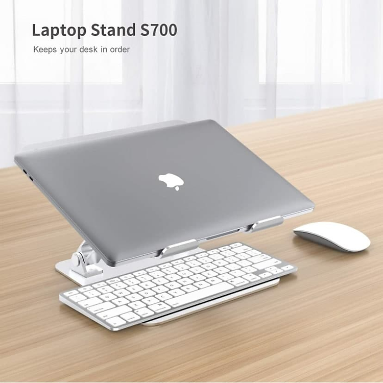 Giá đỡ tản nhiệt cho Macbook Laptop hiệu Wiwu S700 Adjustable Laptop Stand (Laptop 9 inch đến 17 inch giúp tản nhiệt, chất liệu nhôm nguyên khối, thiết kế công thái học chống mỏi cổ khi làm việc) - hàng nhập khẩu