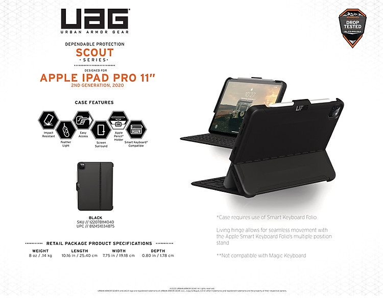 Ốp lưng iPad Pro 11″(2nd Gen, 2020) UAG Scout Series