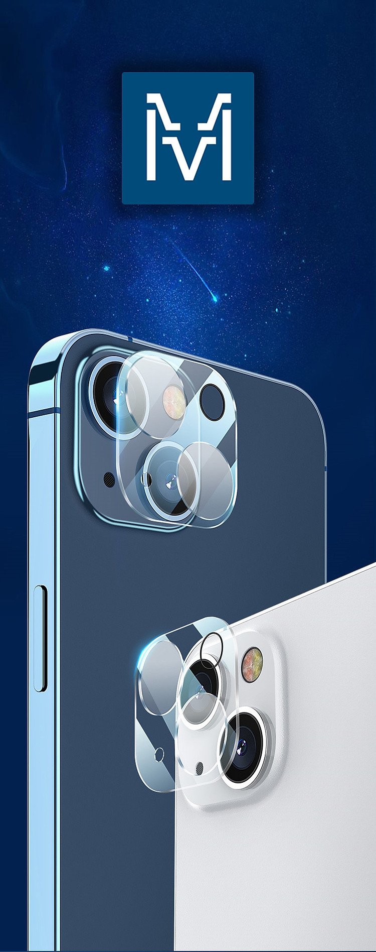 Miếng Dán Kính Cường Lực Camera chống trầy GOR cho iPhone 13 Mini / 13 / 13 Pro / 13 Pro Max (Bộ 2 Miếng) - Hàng Nhập Khẩu