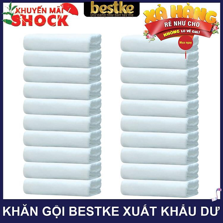 combo 20 cái khăn gội bestke 100% cotton xuất khẩu dư, màu trắng hotel, cotton towels, towels manufacturer 1