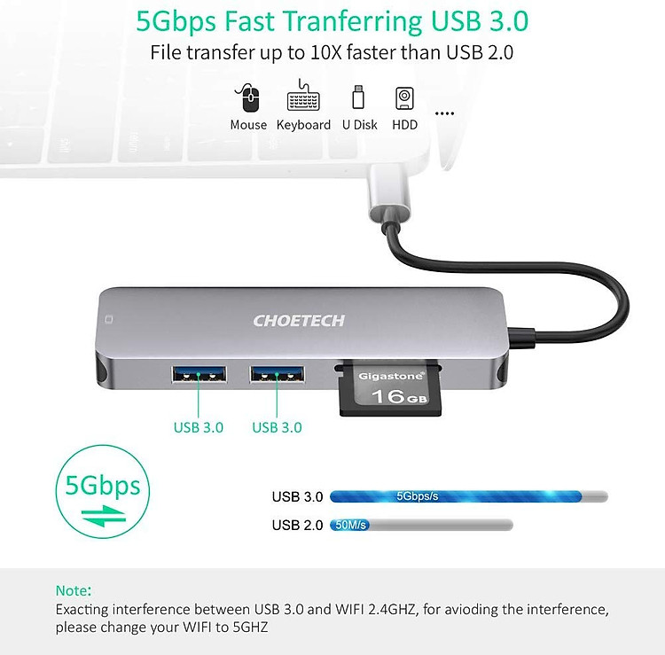 Baseus Enjoyment Series USB Male to 3 USB 3.0 Female Hub Multi-port Adapter Expansion Dock- Deep Gray