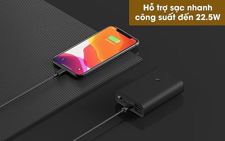 Pin sạc dự phòng Polymer 10.000mAh Type C Xiaomi Power Bank 3 Ultra Compact Đen - Nạp đầy pin nhanh chóng