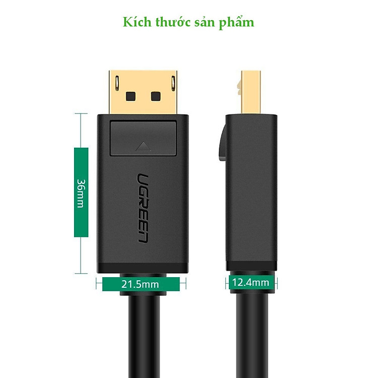 Dây cáp DisplayPort 2 đầu đực tốc độ 21.6Gbps dài 1.5M UGREEN DP102 10245 - Hàng Chính Hãng