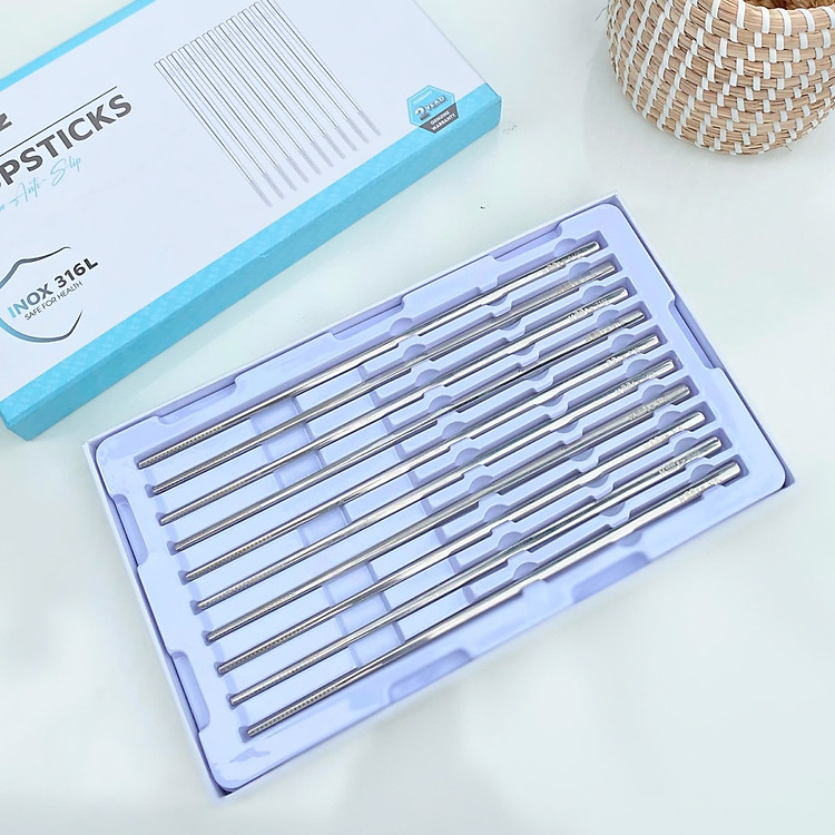 Bộ 10 đôi đũa inox 316L Haatz Hàn Quốc CIM316