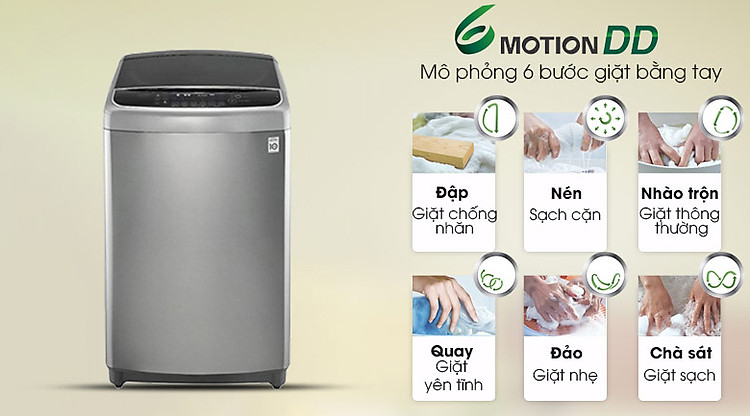 Công nghệ giặt 6 chuyển động - Máy giặt LG Inverter 11 kg TH2111SSAL Công nghệ giặt 6 chuyển động - Máy giặt LG Inverter 11 kg TH2111SSAL