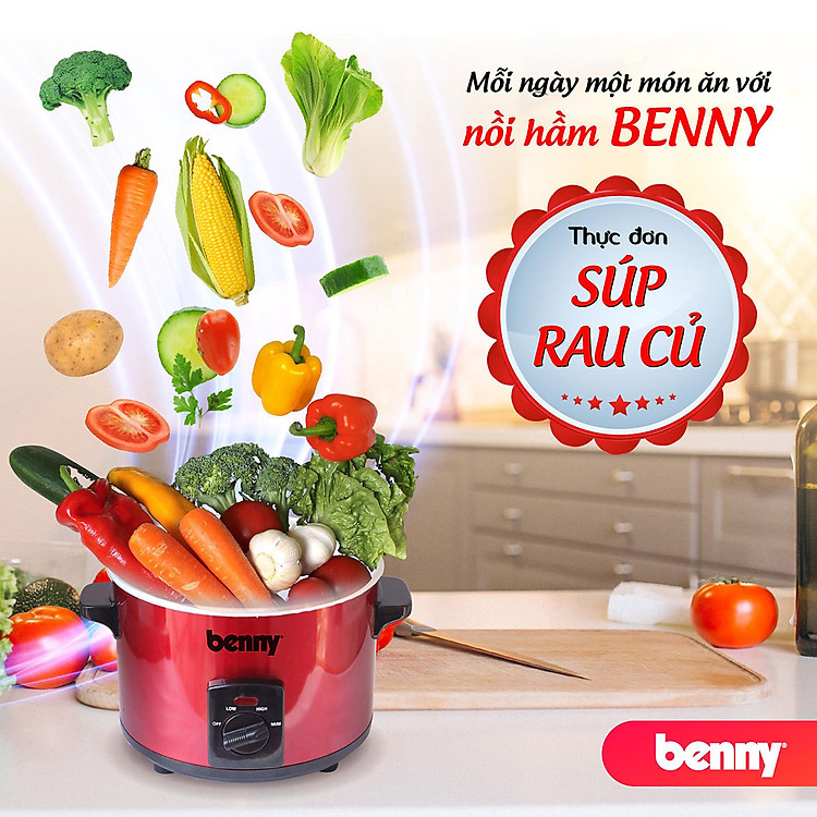 Nồi nấu chậm Benny BSL-25A kho cá, nấu cháo, hầm, trưng yến, ninh các món… 20 món khác nhau