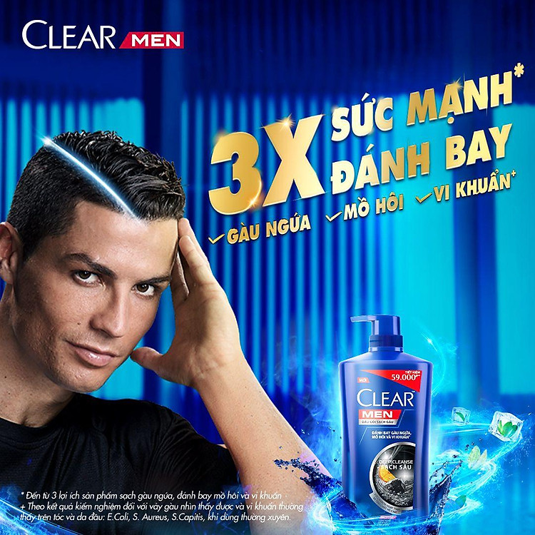 Clear Men Than Hoạt Tính Deep Cleanse Shampoo