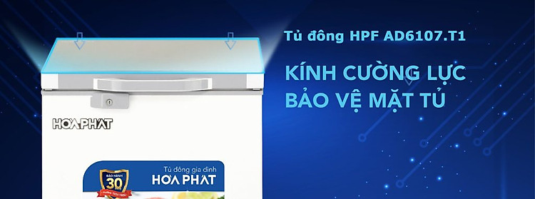 Tủ đông Hòa Phát HPF AD6107.T1 mặt kính cường lực