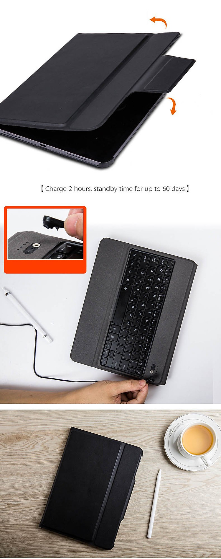 Bàn phím Bluetooth iPad kèm bao da cho iPad Pro 11 Aturos T1011