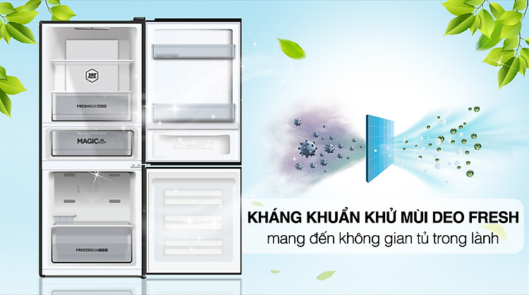 Tủ lạnh Aqua Inverter 260 Lít AQR-B306MA(HB) - Kháng khuẩn, khử mùi DEO Fresh