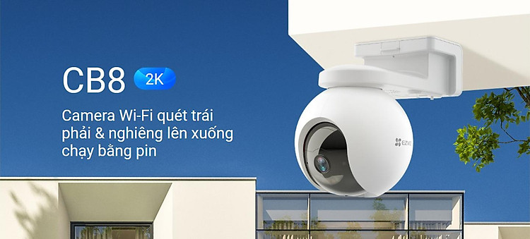 Camera Ezviz CB8 3MP ngoài trời chạy bằng pin kết hợp với tấm solar điện năng lượng