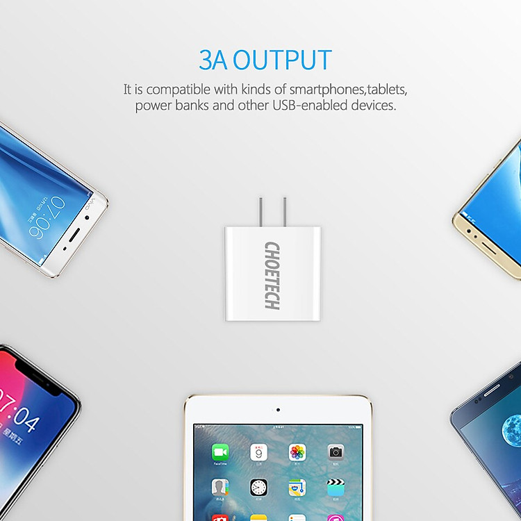 Cóc củ sạc nhanh 15W 3 cổng USB hiệu CHOETECH C0026 cho điện thoại / máy tính bảng Samsung iPhone Huawei Oppo Xiaomi (sạc nhanh 2.4A / Port, 3 Port USB, Max 3A, trang bị LED hiển thị) - Hàng chính hãng
