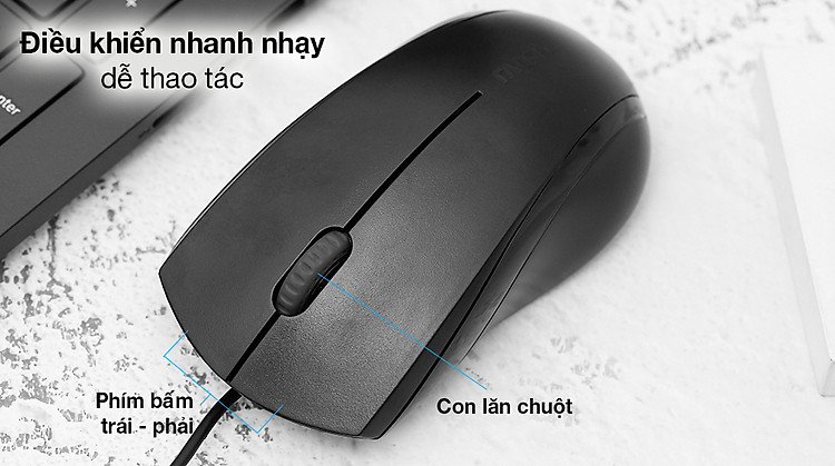 Chuột Có Dây Silent Rapoo N1200 Đen - Điều khiển dễ dàng