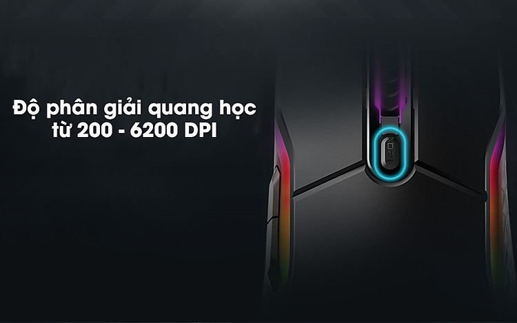 Chuột Gaming Rapoo VT200 Đen - Độ phân giải có 7 mức giá trị từ 200 - 6200 DPI