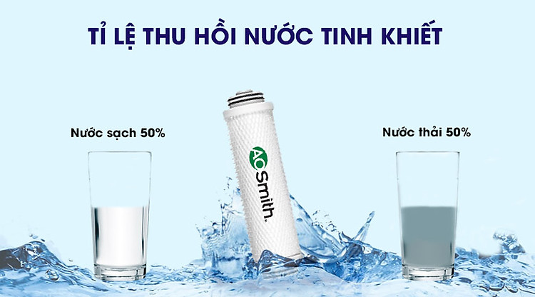 E3 máy có tỷ lệ lọc - thải 50:50, thu hồi 50% nước tinh khiết, giúp tiết kiệm tối đa (trong điều kiện thí nghiệm tiêu chuẩn)