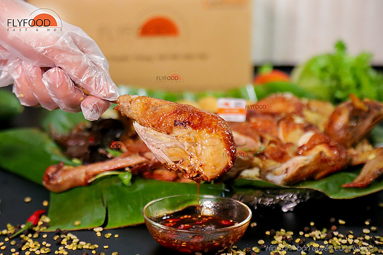 Gà quay bó xôi đậu xanh