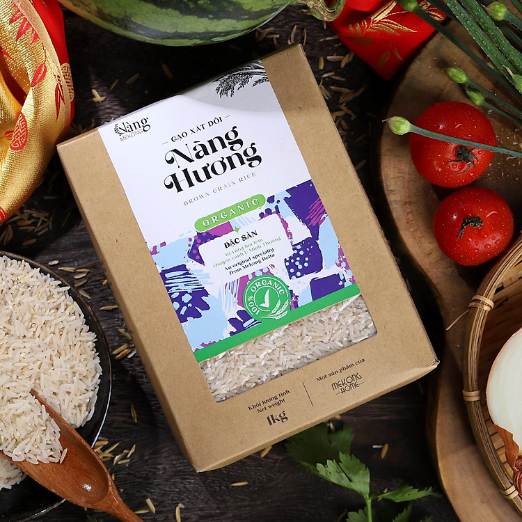 COMBO 4kg - Gạo Hữu Cơ XÁT DỐI Nàng Hương - Nàng MEKONG - 100% Organic - Gạo Lứt 2