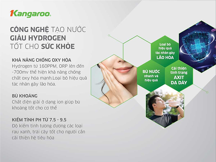 Máy lọc nước Kangaroo Hydrogen Slim nóng lạnh KG10A7S