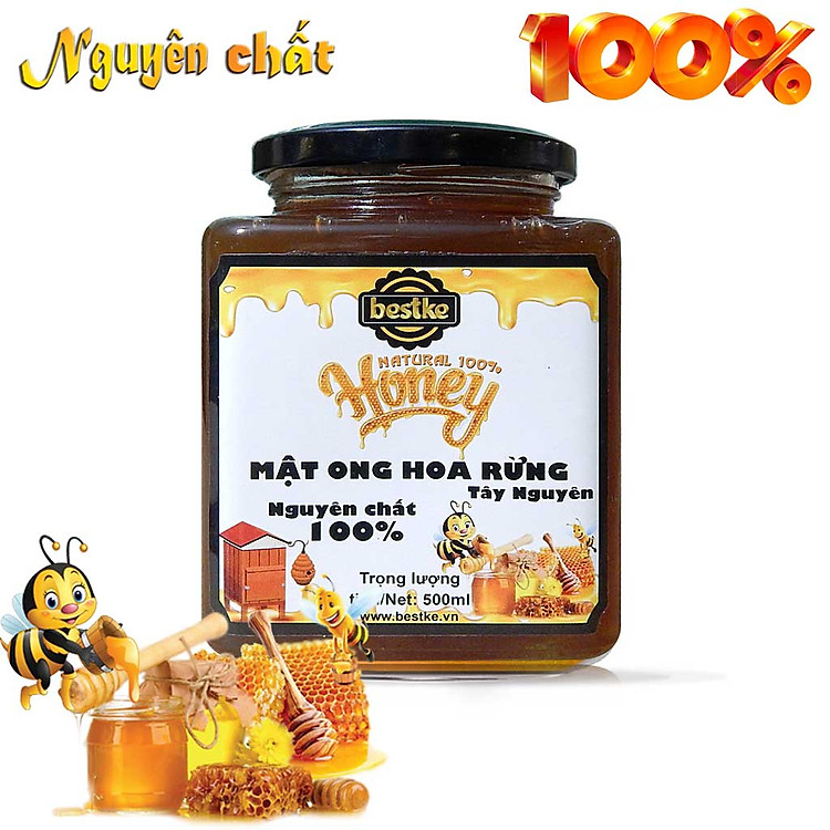 mật ong rừng tây nguyên nguyên chất, hũ 500ml, 100% natural honey, honey bestke 5