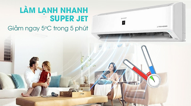 Làm lạnh nhanh  - Máy lạnh Sharp Inverter 1 HP AH-XP10YHW