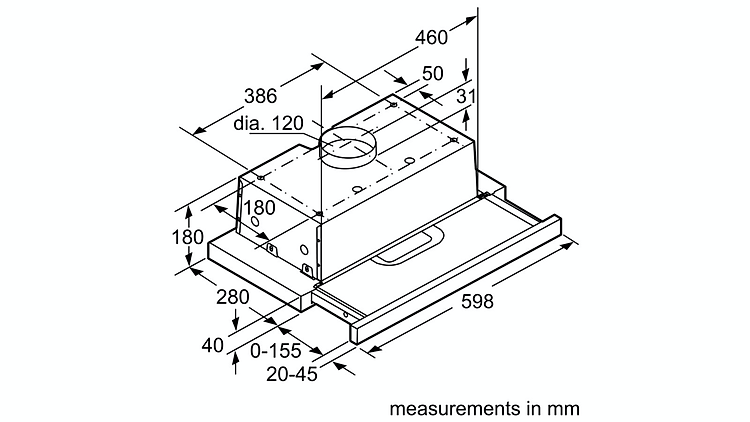 Các thông số của máy hút khử mùi âm tủ Bosch DHI623GSG HMH