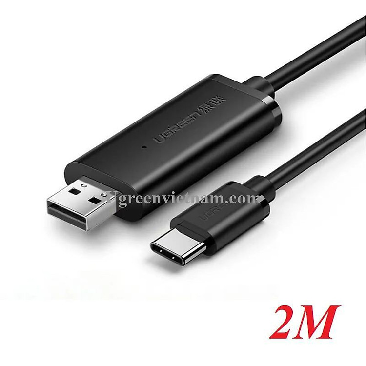 Ugreen 70420 2m cáp truyền và sẻ dữ liệu usb a ra usb type c màu đen mạ nickel US318 20070420