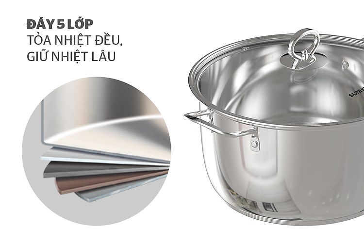 NỒI INOX 5 ĐÁY SUNHOUSE SHG788-24 4