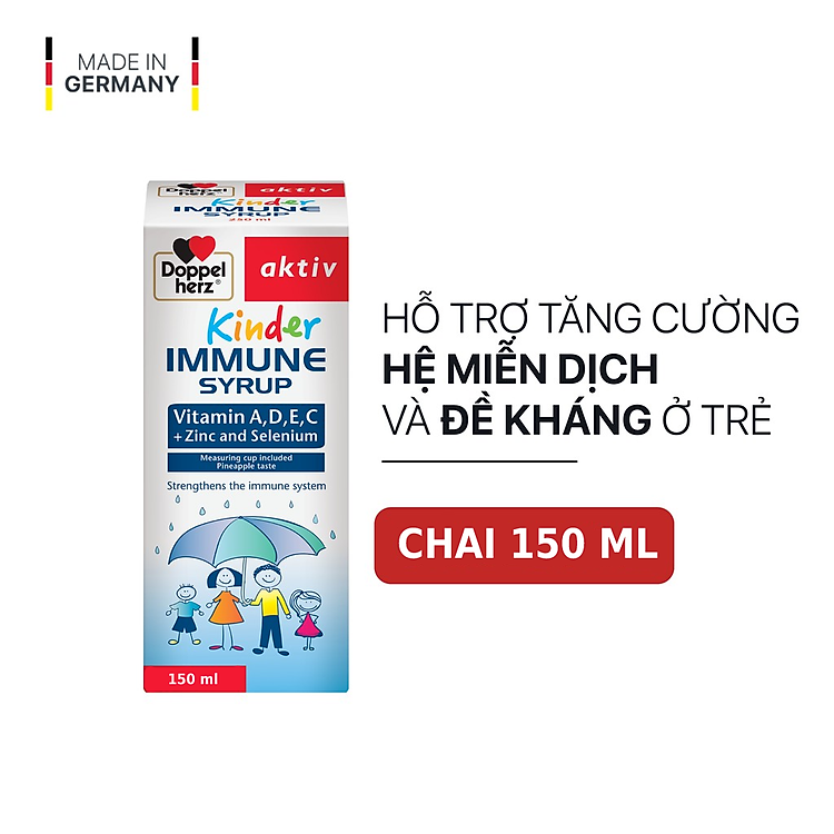 siro tăng sức đề kháng phòng ngừa ốm vặt cho bé doppelherz aktiv kinder immune syrup (chai 150ml) 1