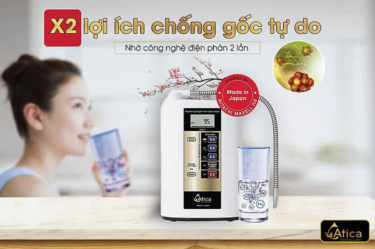 Nhờ công nghệ điện phân 2 lần, Atica mang lại gấp 2 lần lợi ích chống gốc tự do cho cơ thể