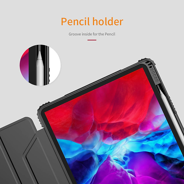 Bao da iPad Pro 11 2020 chống sốc hiệu Nillkin Bumber có ngăn đựng bút chống va đập, mặt lưng show Logo táo, cơ chế smartsleep - Hàng chính hãng
