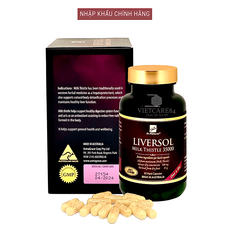 VIÊN UỐNG BỔ GAN ÚC DR NATURAL LIVERSOL MILK THISTLE 35000 giúp hạ men gan, thải độc gan hiệu quả