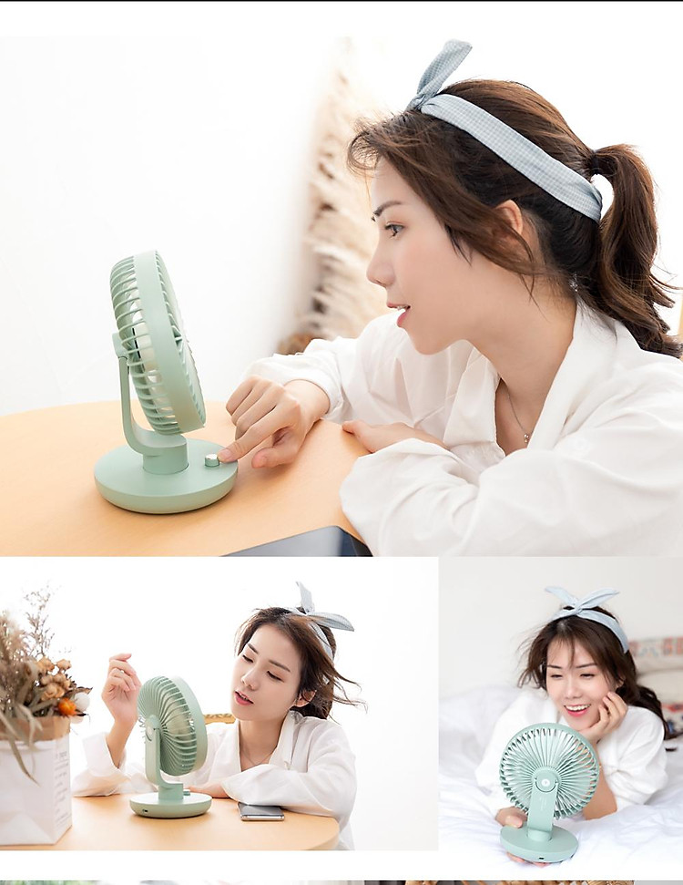 Xiaomi Uareliffe Quạt để bàn mini USB có thể sạc lại Thích hợp cho mùa hè Ngoài trời Điều chỉnh tốc độ lắc của đầu quạt