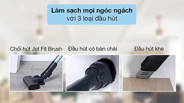 Máy hút bụi cầm tay Samsung VS15A6031R1/SV - Làm sạch hiệu quả mọi ngóc ngách nhờ tích hợp nhiều đầu hút