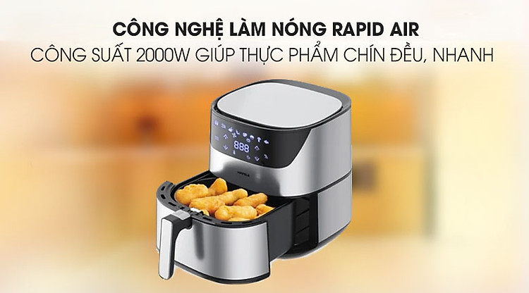 Công suất 2000W - Nồi chiên không dầu Hafele AF-T5A 5 lít