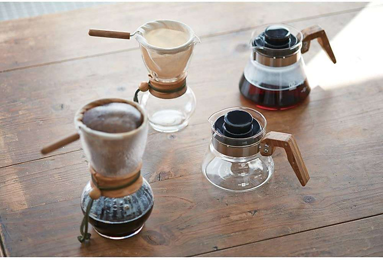 Bình pha cà phê bằng vải lọc Hario Drip Pot Wood Neck Olive Wood