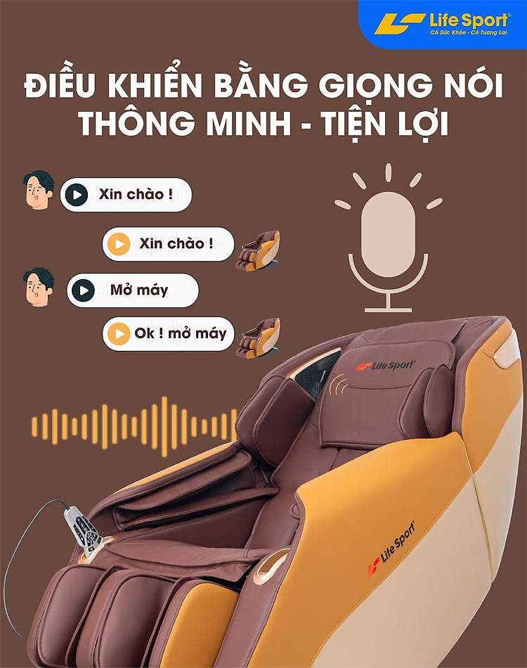 Ghế massage LifeSport LS-911 điều khiển bằng giọng nói