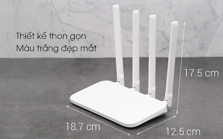 Router Wifi Chuẩn AC1200 Xiaomi 4A Trắng - Thiết kế