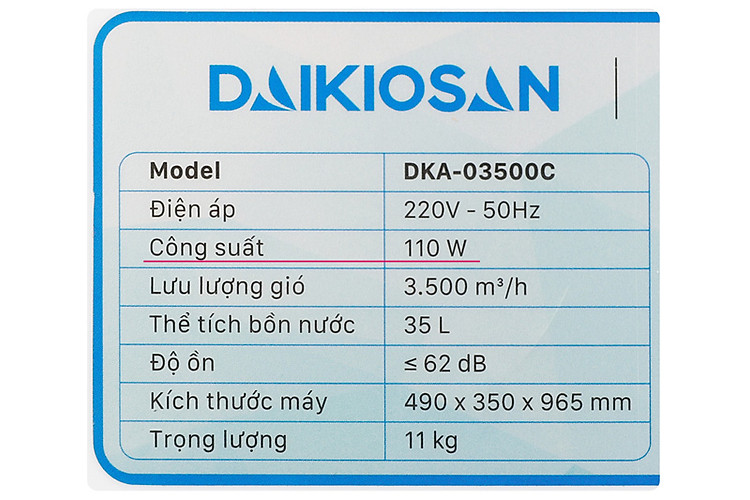 Làm mát tốt - Quạt điều hoà Daikiosan DKA-03500C