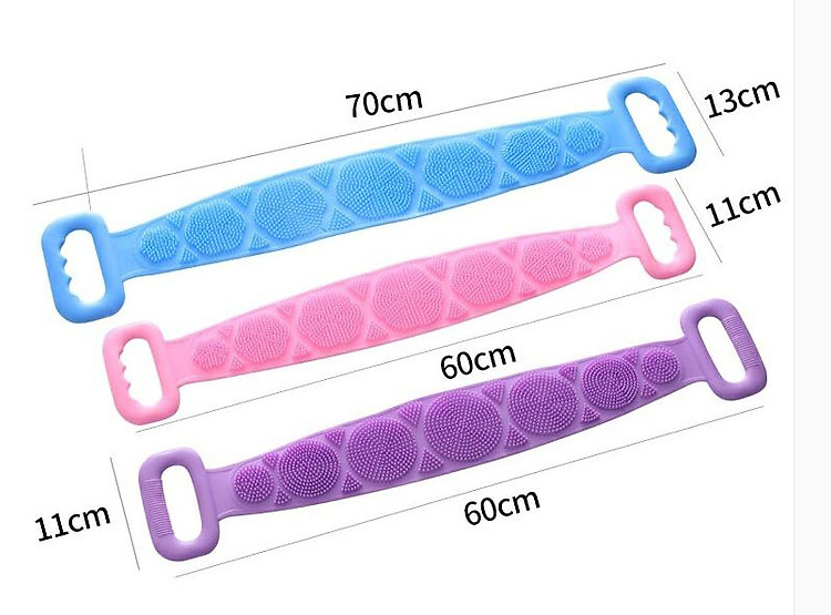 Bộ 3 Dây Tắm Massage Chà Lưng 2 Mặt Cho Gia Đình GROFA - Màu sắc ngẫu nhiên