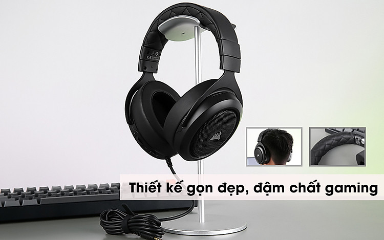 Tai nghe chụp tai Gaming Corsair HS50 PRO Stereo Carbon Đen - Thiết kế cá tính, kiểu dáng gọn đẹp