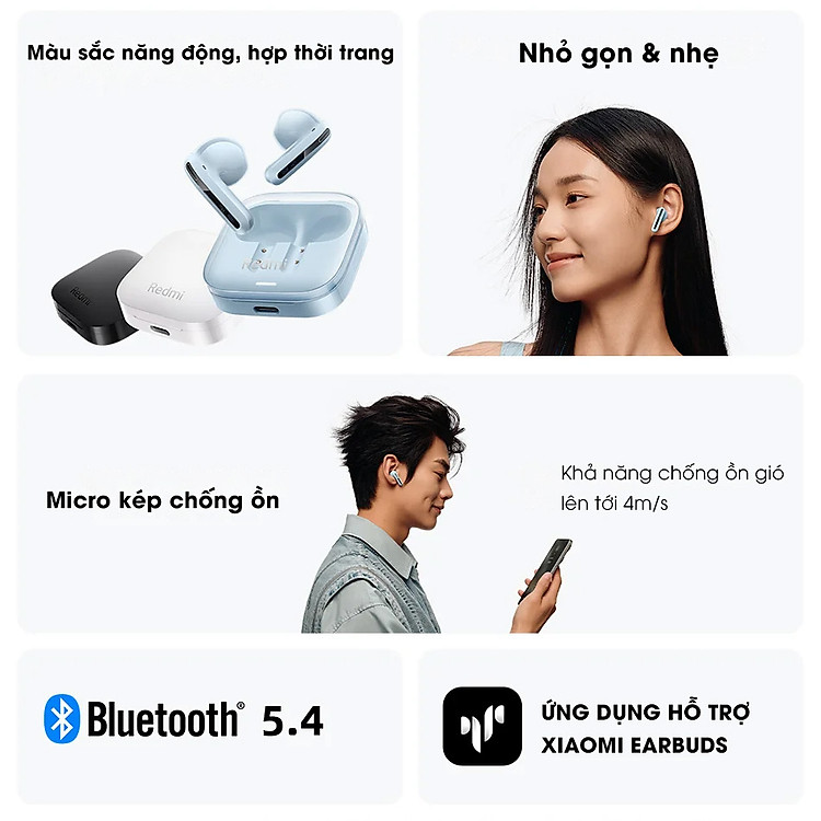Tai nghe Bluetooth Xiaomi Redmi Buds 6 Active - Hàng Nhập Khẩu