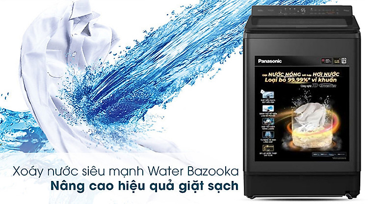 Máy giặt Panasonic Inverter 12.5 kg NA-FD125V4BV lồng đứng - Xoáy nước Water Bazooka
