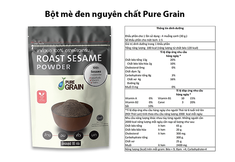 Bột mè đen nguyên chất Pure Grain