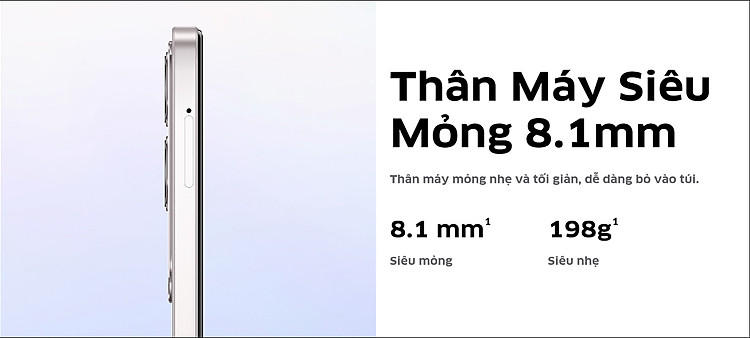 Thiết kế mỏng nhẹ là điểm nổi bật trên Vivo Y19s Thiết kế mỏng nhẹ là điểm nổi bật trên Vivo Y19s