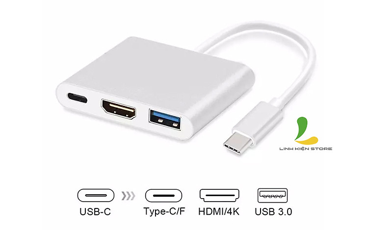 Bộ chuyển đổi đa năng 3 IN 1 Cáp chuyển đổi Type C to HDMI