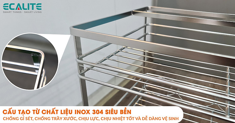 Kệ đựng gia vị Ecalite EL-NP30B chất liệu Inox 304 bền đẹp