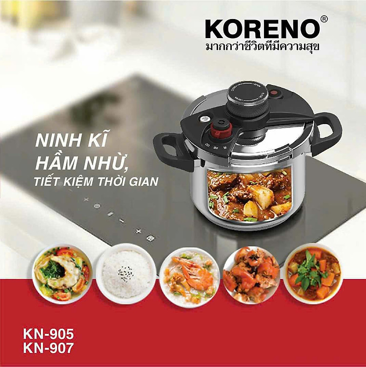 Nồi áp suất Inox 304 Koreno Thái Lan dung tích 5L đáy từ