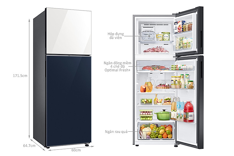 kích thước Tủ lạnh Samsung Bespoke Inverter 305 lít RT31CB56248ASV
