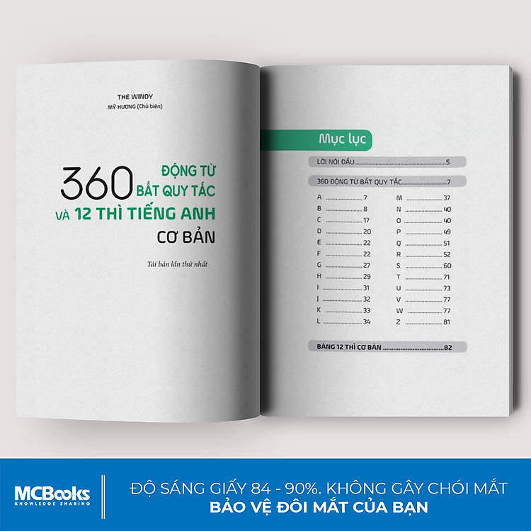 Mục lục 360 động từ bất quy tắc và 12 thì tiếng Anh