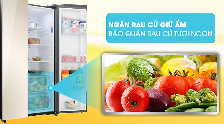 Ngăn rau củ giữ ẩm, bảo quản rau củ tươi ngon - Tủ lạnh Samsung Inverter 647 lít RS62R50014G/SV Ngăn rau củ giữ ẩm, bảo quản rau củ tươi ngon - Tủ lạnh Samsung Inverter 647 lít RS62R50014G/SV